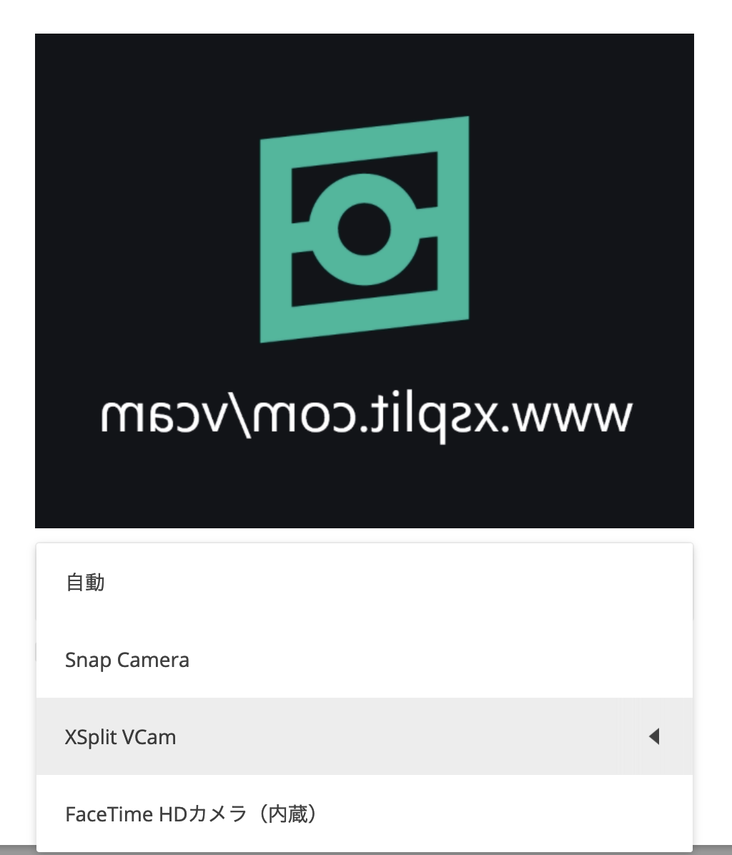 「XSplit Vcam」のソフトを立ち上げていないと、ロゴが表示されるだけで、背景画像は使えない